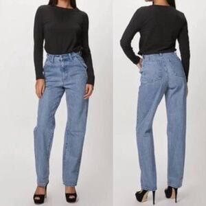 We Wore What mom jeans indigo rigid denim size 31 Danielle Berstein high rise‎